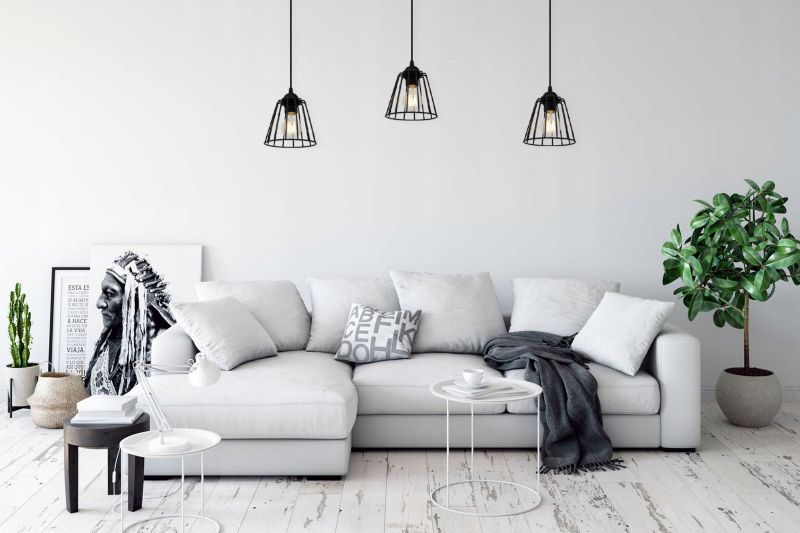 Lampa sufitowa wisząca Light Home LH Nuvola 1x E27 60W stożek czarny 1szt.