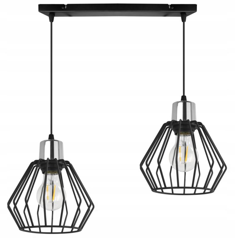 Lampa sufitowa wisząca Light Home LH Nuvola 2x E27 60W czarny/srebrny 1szt.