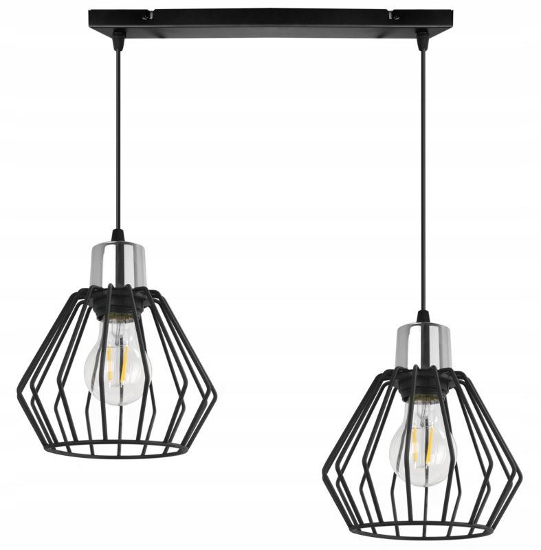 Lampa sufitowa wisząca Light Home LH Nuvola 2x E27 60W czarny/srebrny 1szt.