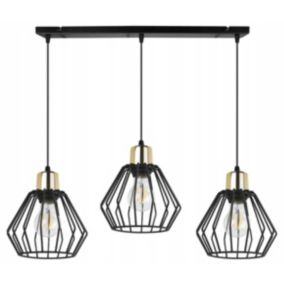 Lampa sufitowa wisząca Light Home LH Nuvola 3x E27 60W czarny/złoty 1szt.