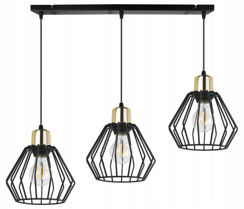 Lampa sufitowa wisząca Light Home LH Nuvola 3x E27 60W czarny/złoty 1szt.