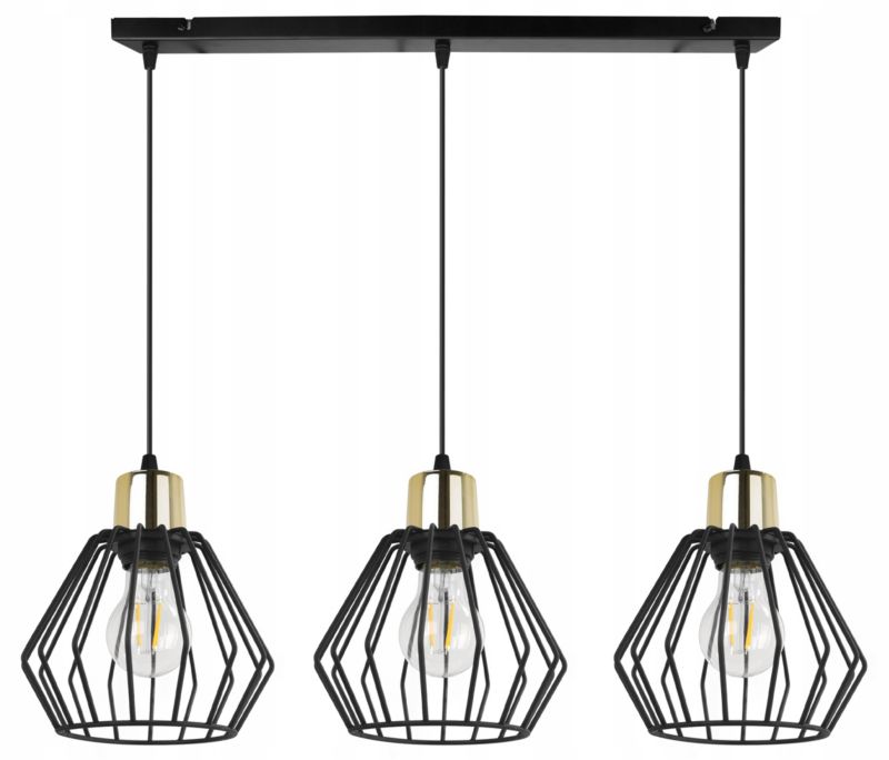 Lampa sufitowa wisząca Light Home LH Nuvola 3x E27 60W czarny/złoty 1szt.