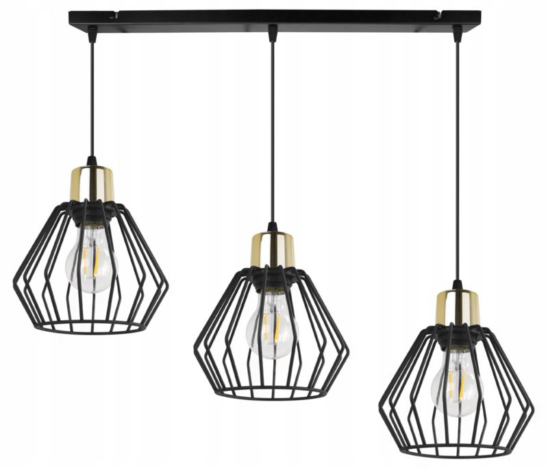 Lampa sufitowa wisząca Light Home LH Nuvola 3x E27 60W czarny/złoty 1szt.