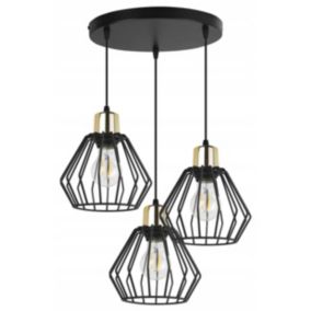 Lampa sufitowa wisząca Light Home LH Nuvola 3x E27 60W okrągła czarny/złoty 1szt.