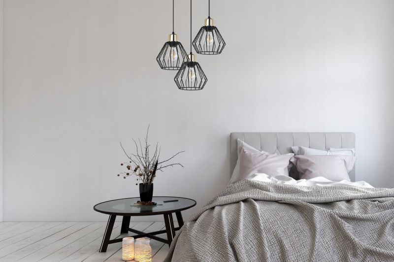 Lampa sufitowa wisząca Light Home LH Nuvola 3x E27 60W okrągła czarny/złoty 1szt.