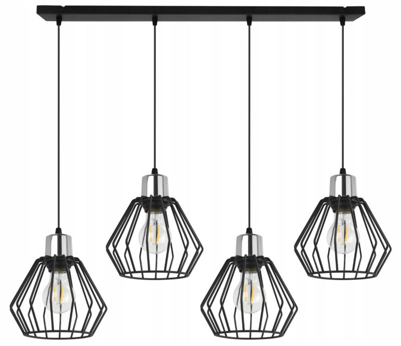 Lampa sufitowa wisząca Light Home LH Nuvola 4x E27 60W czarny/srebrny 1szt.