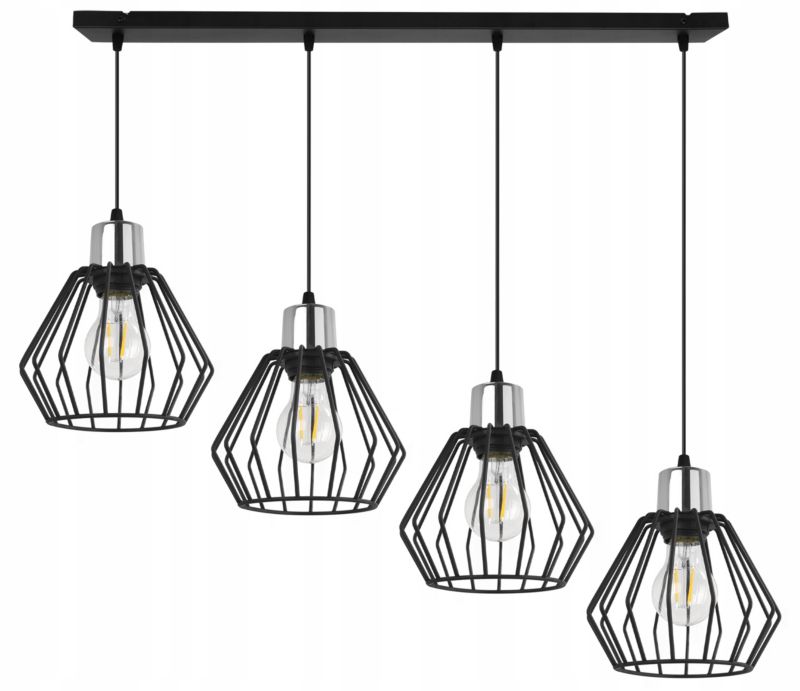 Lampa sufitowa wisząca Light Home LH Nuvola 4x E27 60W czarny/srebrny 1szt.