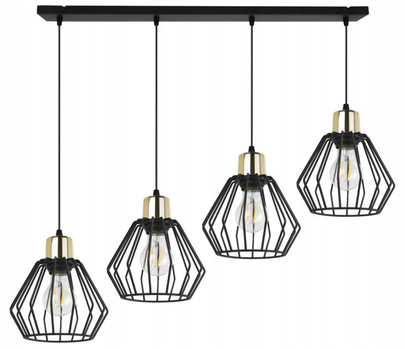 Lampa sufitowa wisząca Light Home LH Nuvola 4x E27 60W czarny/złoty 1szt.
