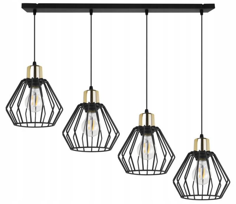 Lampa sufitowa wisząca Light Home LH Nuvola 4x E27 60W czarny/złoty 1szt.