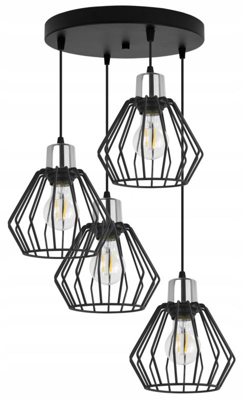 Lampa sufitowa wisząca Light Home LH Nuvola 4x E27 60W okrągła czarny/srebrny 1szt.