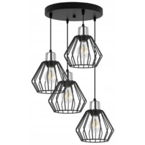 Lampa sufitowa wisząca Light Home LH Nuvola 4x E27 60W okrągła czarny/srebrny 1szt.