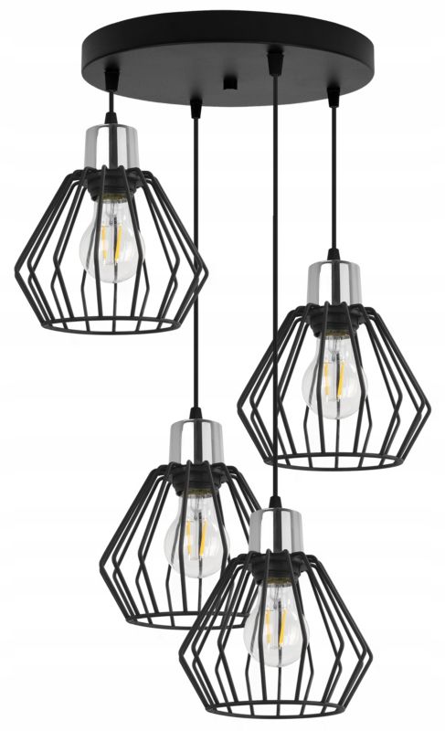 Lampa sufitowa wisząca Light Home LH Nuvola 4x E27 60W okrągła czarny/srebrny 1szt.