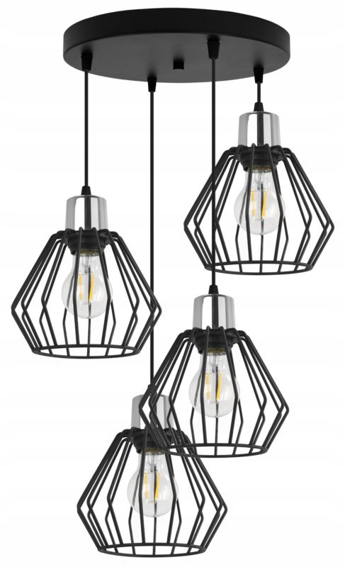 Lampa sufitowa wisząca Light Home LH Nuvola 4x E27 60W okrągła czarny/srebrny 1szt.