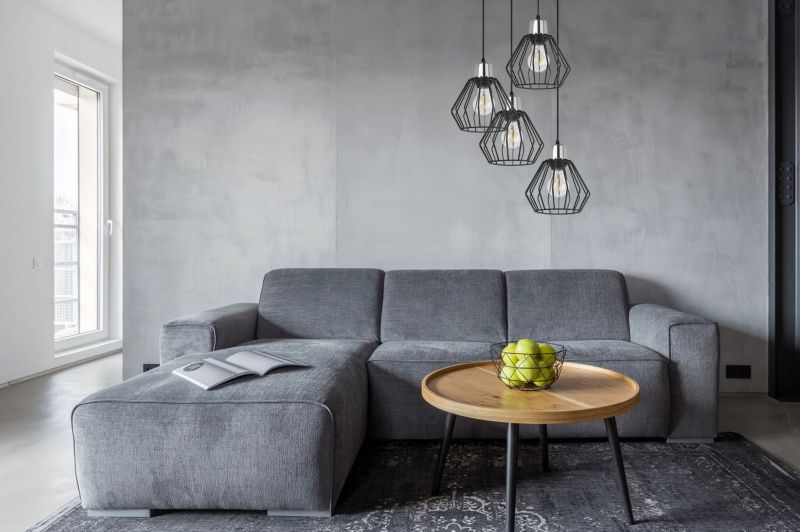 Lampa sufitowa wisząca Light Home LH Nuvola 4x E27 60W okrągła czarny/srebrny 1szt.