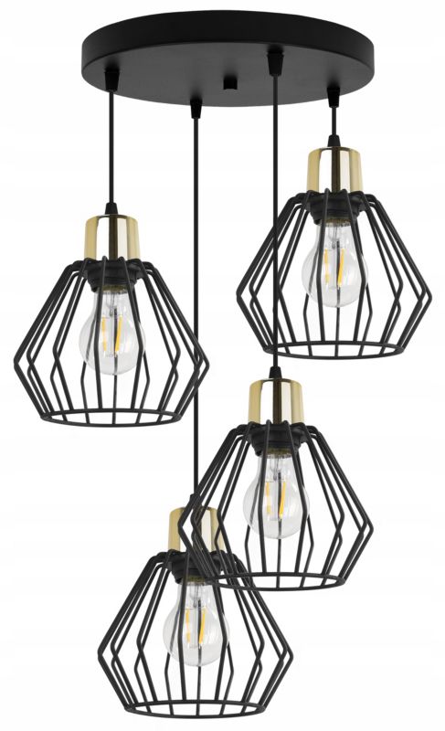 Lampa sufitowa wisząca Light Home LH Nuvola 4x E27 60W okrągła czarny/złoty 1szt.