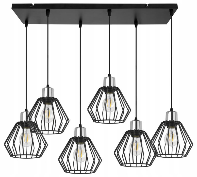Lampa sufitowa wisząca Light Home LH Nuvola 6x E27 60W czarny/srebrny 1szt.