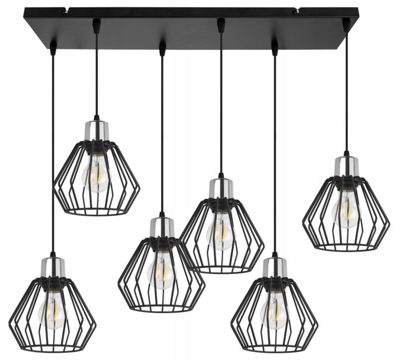 Lampa sufitowa wisząca Light Home LH Nuvola 6x E27 60W czarny/srebrny 1szt.