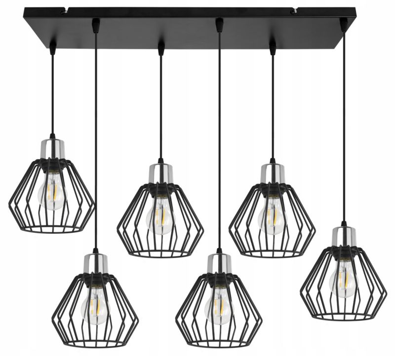 Lampa sufitowa wisząca Light Home LH Nuvola 6x E27 60W czarny/srebrny 1szt.