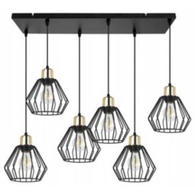 Lampa sufitowa wisząca Light Home LH Nuvola 6x E27 60W czarny/złoty 1szt.
