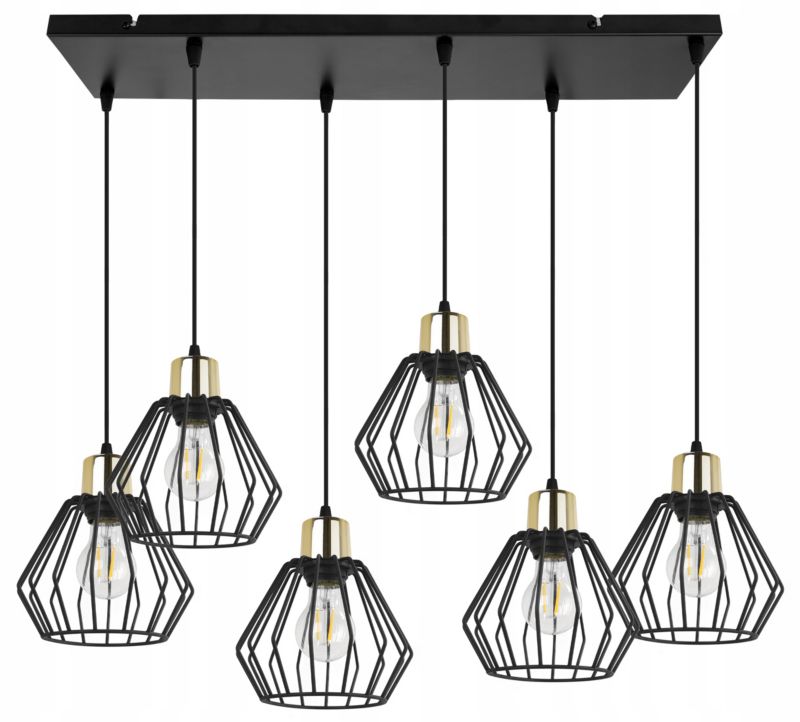 Lampa sufitowa wisząca Light Home LH Nuvola 6x E27 60W czarny/złoty 1szt.