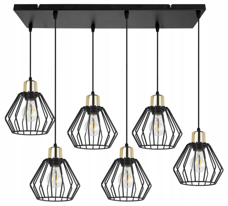 Lampa sufitowa wisząca Light Home LH Nuvola 6x E27 60W czarny/złoty 1szt.