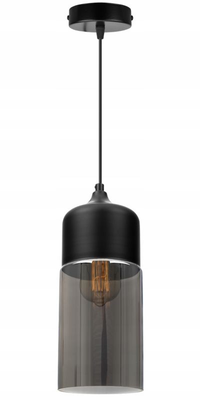 Lampa sufitowa wisząca Light Home LH Oslo 1x E27 60W klosz tuba czarny/szary 1szt.