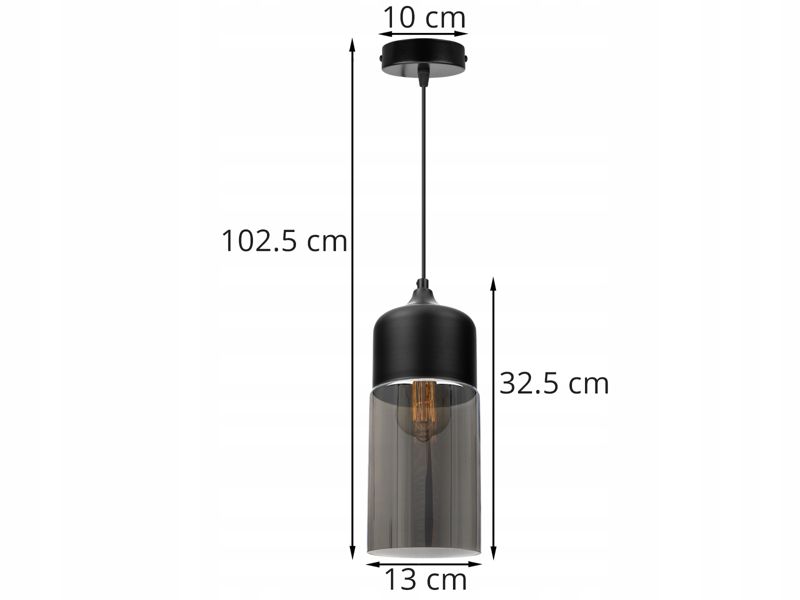 Lampa sufitowa wisząca Light Home LH Oslo 1x E27 60W klosz tuba czarny/szary 1szt.