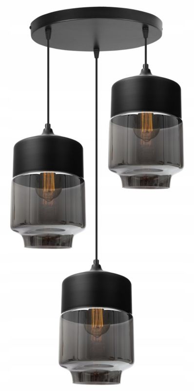 Lampa sufitowa wisząca Light Home LH Oslo 3x E27 60W czarny/szary 1szt.