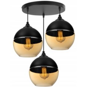 Lampa sufitowa wisząca Light Home LH Oslo 3x E27 60W klosz okrągły czarny/złoty 1szt.