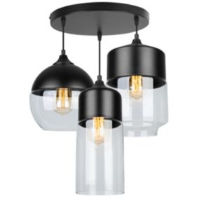 Lampa sufitowa wisząca Light Home LH Oslo Mix 3x E27 60W czarny/bezbarwny 1szt.