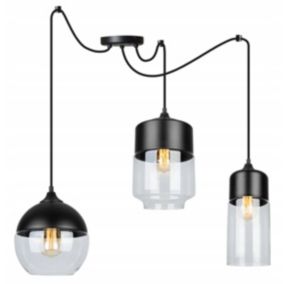 Lampa sufitowa wisząca Light Home LH Oslo Spider 3x E27 60W mix czarny/transparentny 1szt.