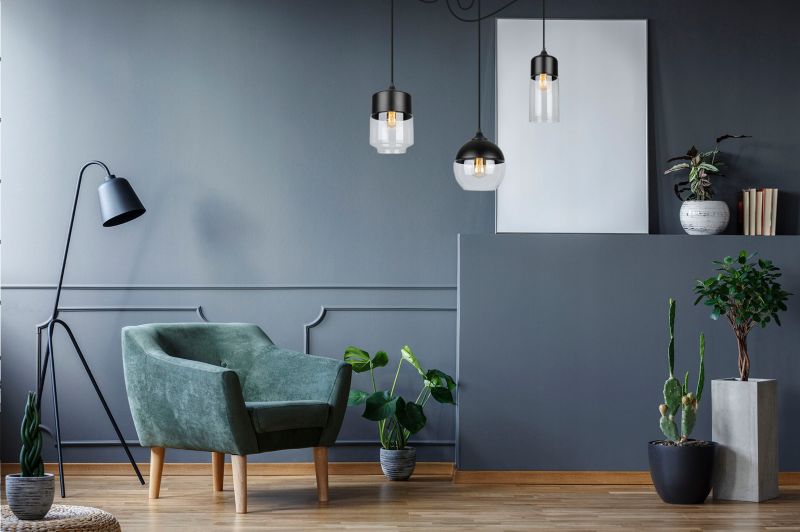 Lampa sufitowa wisząca Light Home LH Oslo Spider 3x E27 60W mix czarny/transparentny 1szt.