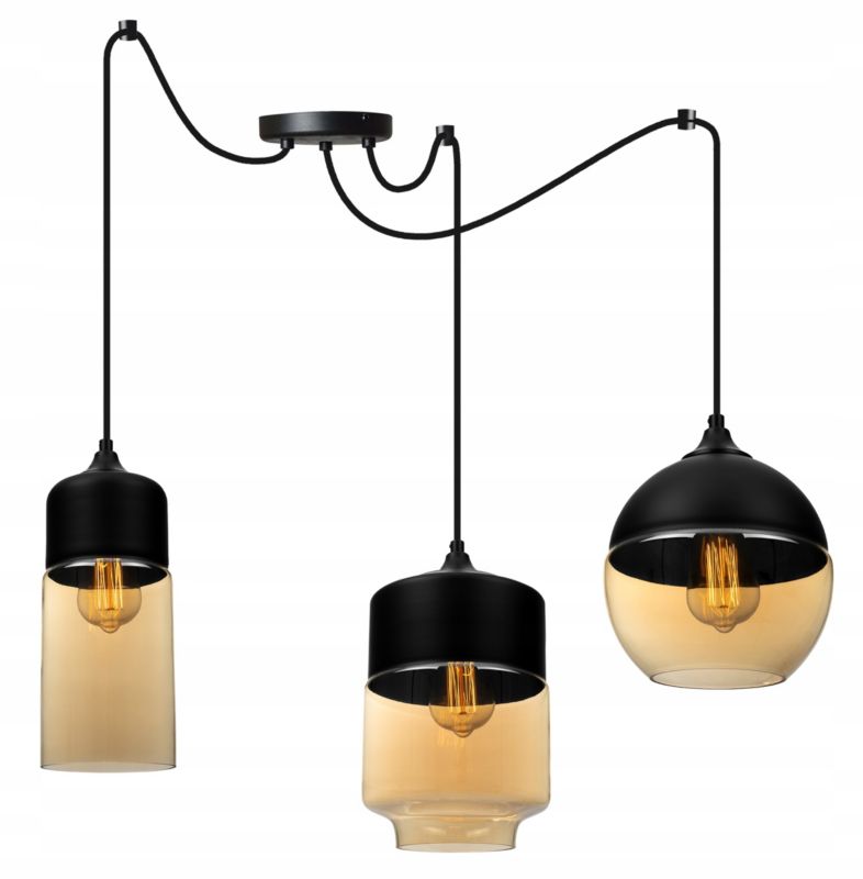 Lampa sufitowa wisząca Light Home LH Oslo Spider 3x E27 60W mix czarny/złoty 1szt.