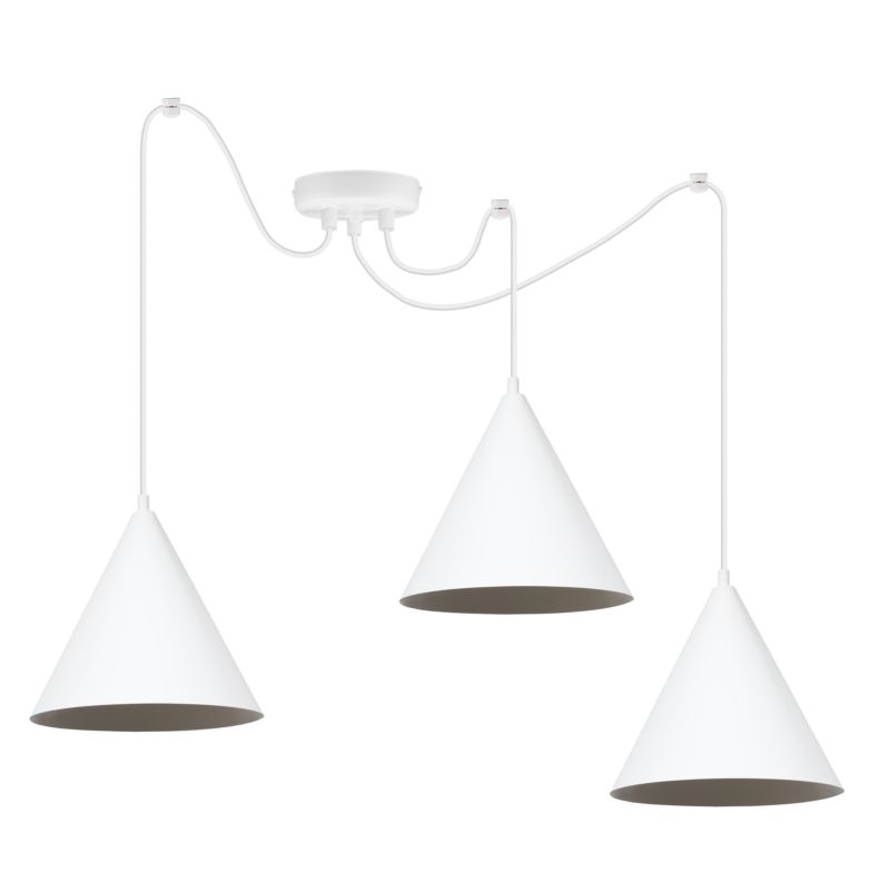 Lampa sufitowa wisząca Light Home LH Pająk Soho 3x E27 60W klosz 25cm biały 1szt.