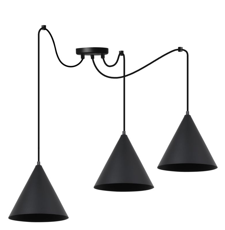 Lampa sufitowa wisząca Light Home LH Pająk Soho 3x E27 60W klosz 25cm czarny 1szt.
