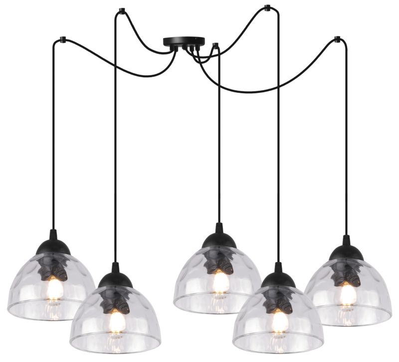 Lampa sufitowa wisząca Light Home LH Pająk Venice 5x E27 60W klosz bezbarwny 1szt.
