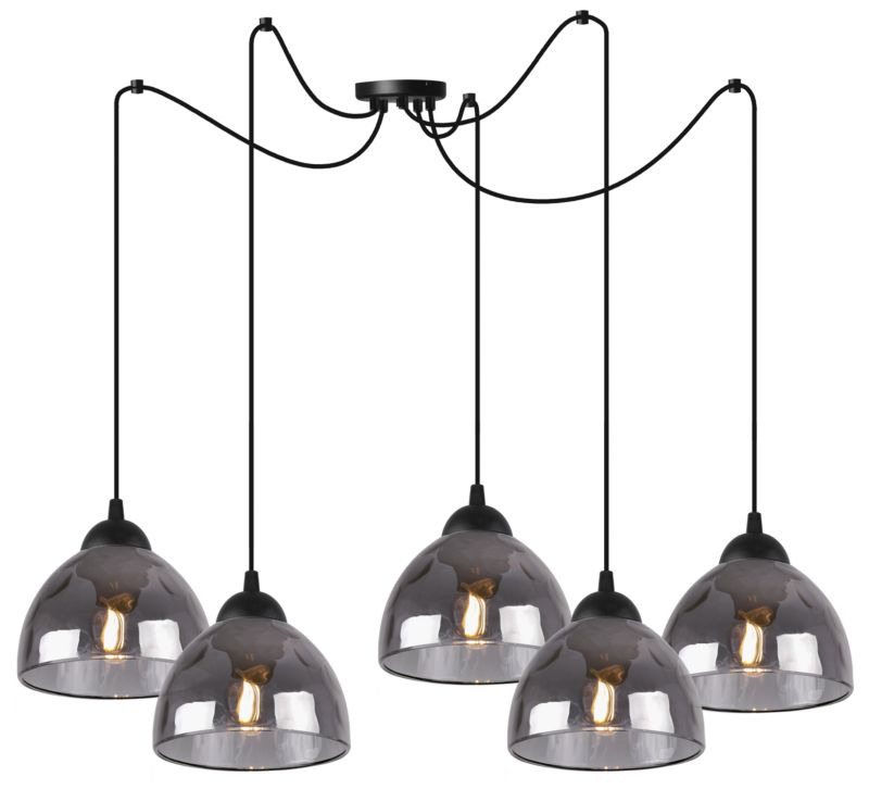 Lampa sufitowa wisząca Light Home LH Pająk Venice 5x E27 60W klosz grafitowy 1szt.