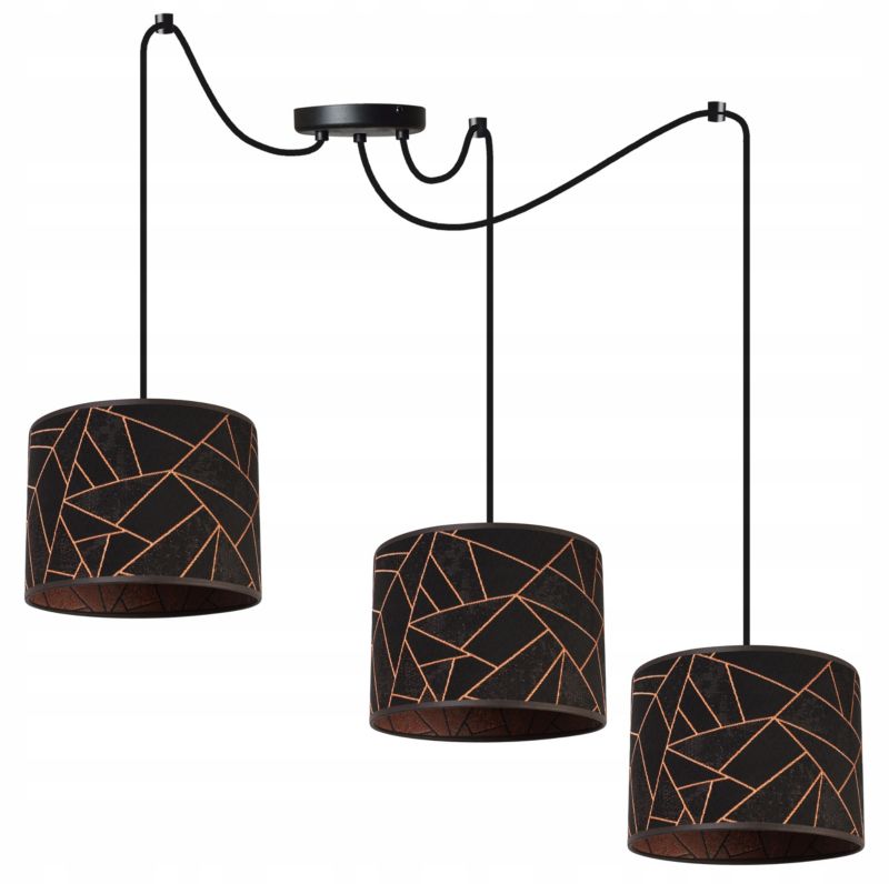 Lampa sufitowa wisząca Light Home LH Pająk Werona 3x E27 60W czarny/miedź 1szt.