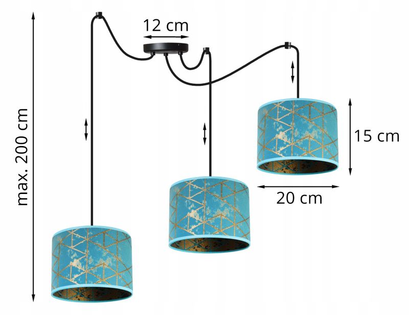 Lampa sufitowa wisząca Light Home LH Pająk Werona 3x E27 60W niebieski 1szt.