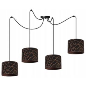 Lampa sufitowa wisząca Light Home LH Pająk Werona 4x E27 60W czarny/miedź 1szt.