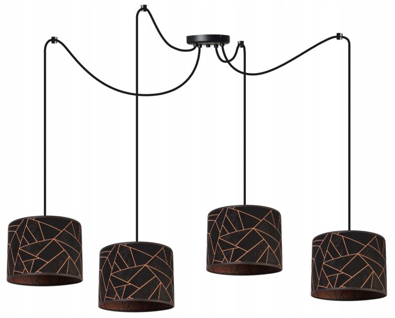 Lampa sufitowa wisząca Light Home LH Pająk Werona 4x E27 60W czarny/miedź 1szt.