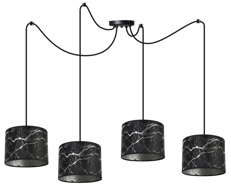 Lampa sufitowa wisząca Light Home LH Pająk Werona 4x E27 60W czarny/srebrny 1szt.