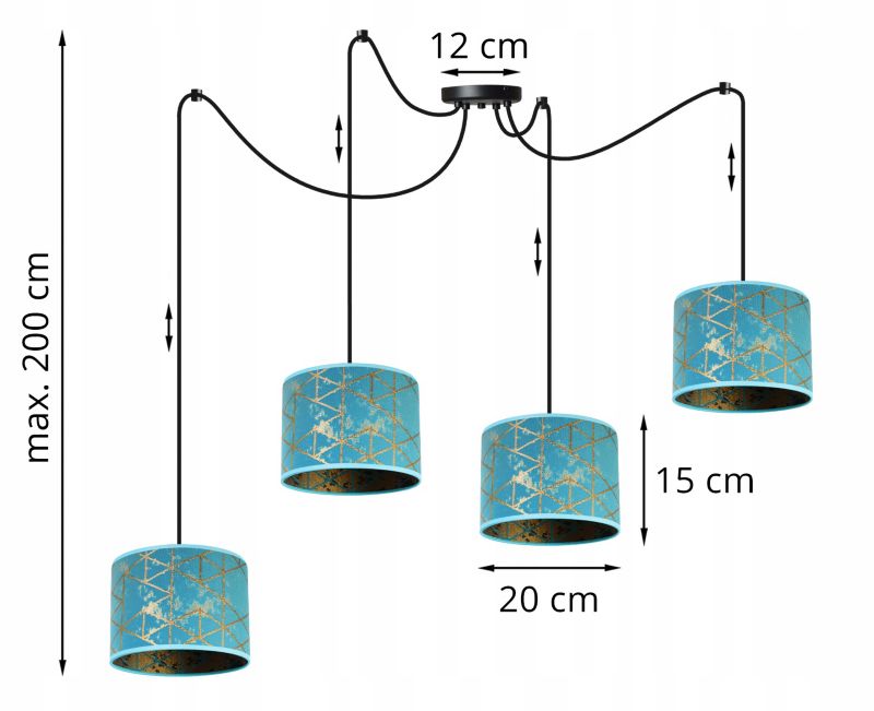 Lampa sufitowa wisząca Light Home LH Pająk Werona 4x E27 60W niebieski 1szt.