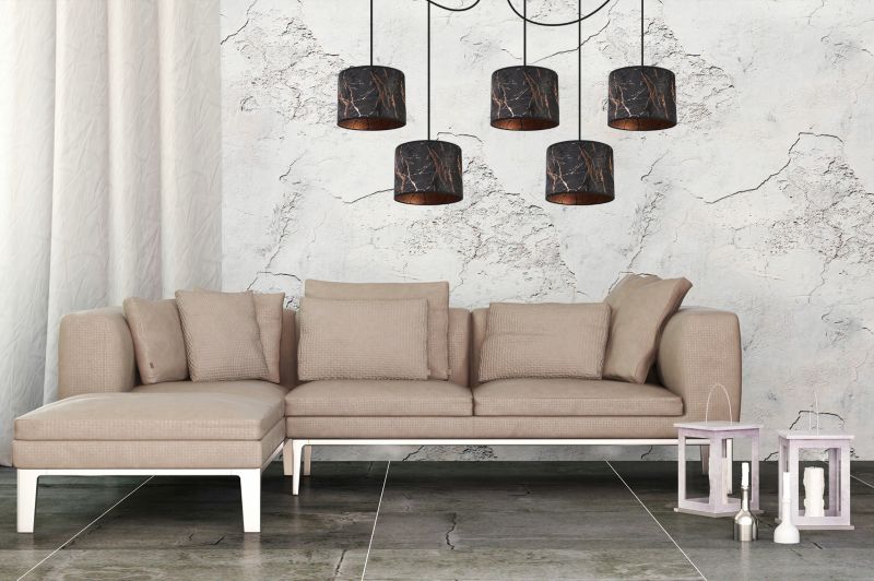Lampa sufitowa wisząca Light Home LH Pająk Werona 5x E27 60W czarny/miedź 1szt.