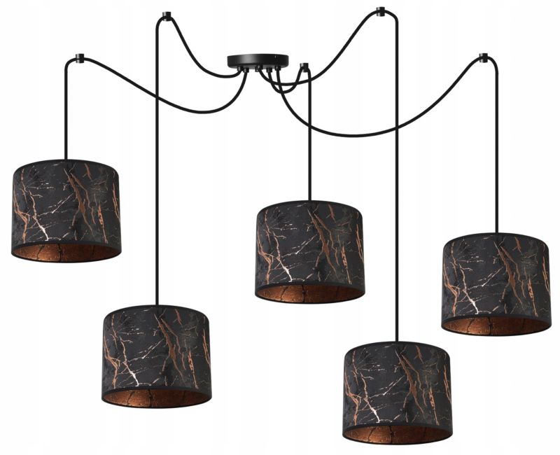 Lampa sufitowa wisząca Light Home LH Pająk Werona 5x E27 60W czarny/miedź 1szt.