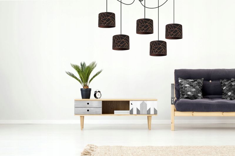 Lampa sufitowa wisząca Light Home LH Pająk Werona 5x E27 60W czarny/miedź 1szt.