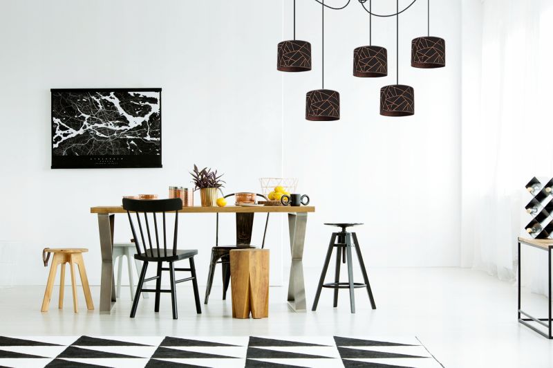 Lampa sufitowa wisząca Light Home LH Pająk Werona 5x E27 60W czarny/miedź 1szt.