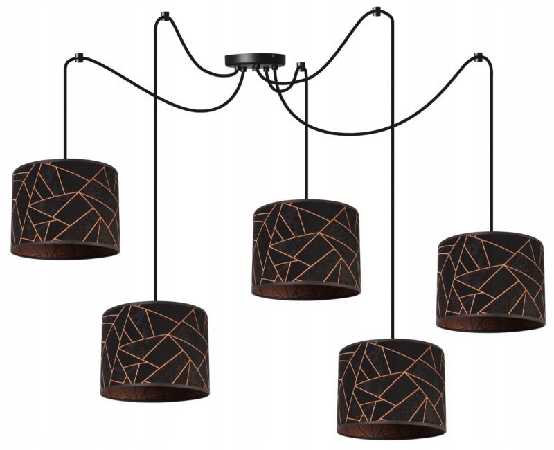 Lampa sufitowa wisząca Light Home LH Pająk Werona 5x E27 60W czarny/miedź 1szt.