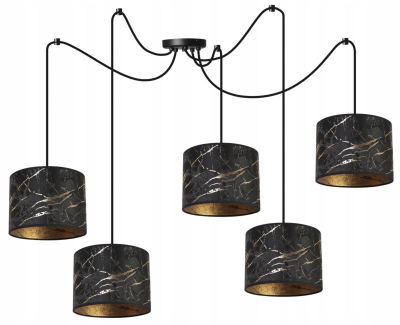 Lampa sufitowa wisząca Light Home LH Pająk Werona 5x E27 60W czarny/złoty 1szt.
