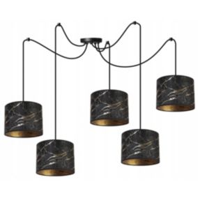 Lampa sufitowa wisząca Light Home LH Pająk Werona 5x E27 60W czarny/złoty 1szt.